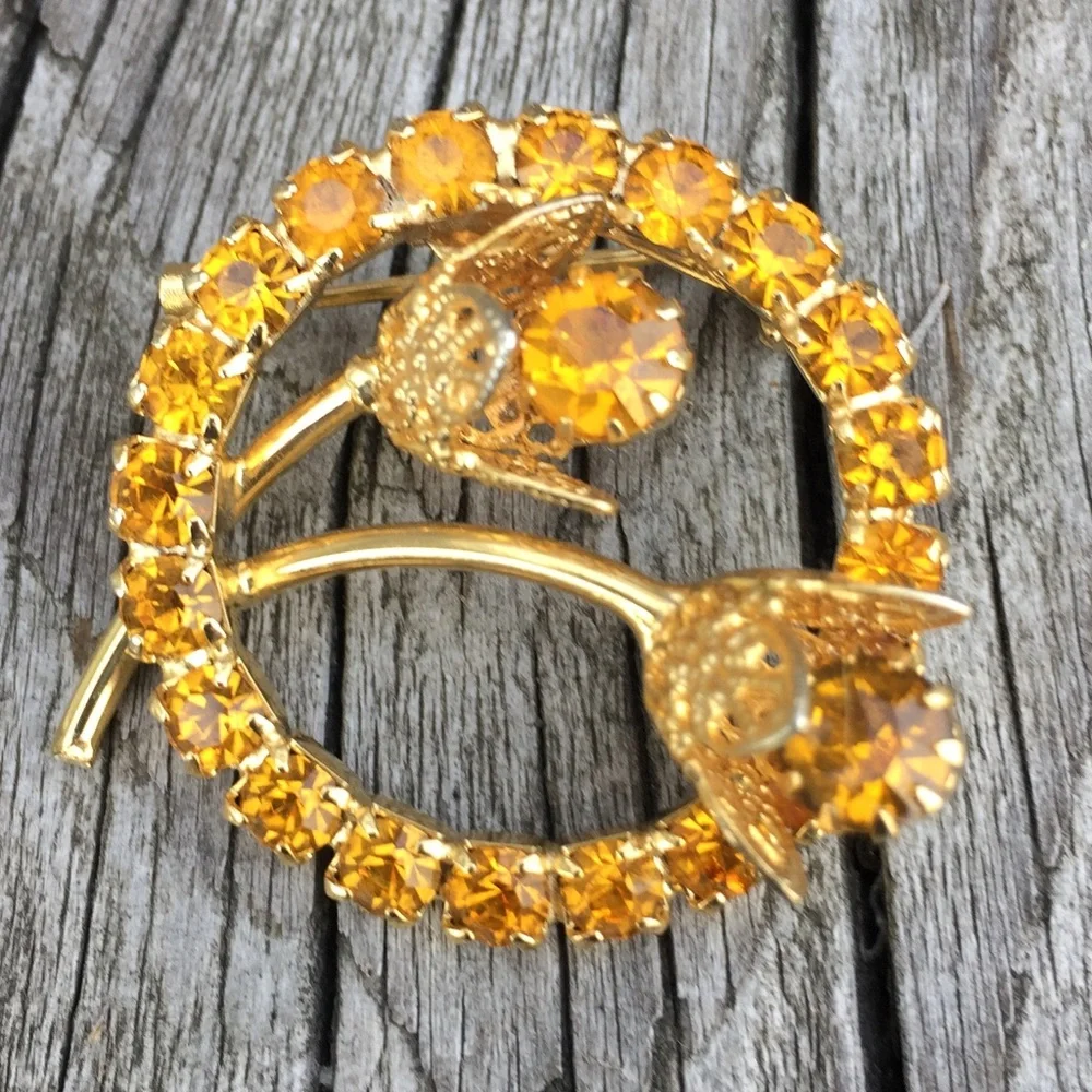 Vintage Judy Lee Amber Wreath Earring/Brooch Set! EUC! - Picture 5 of 10